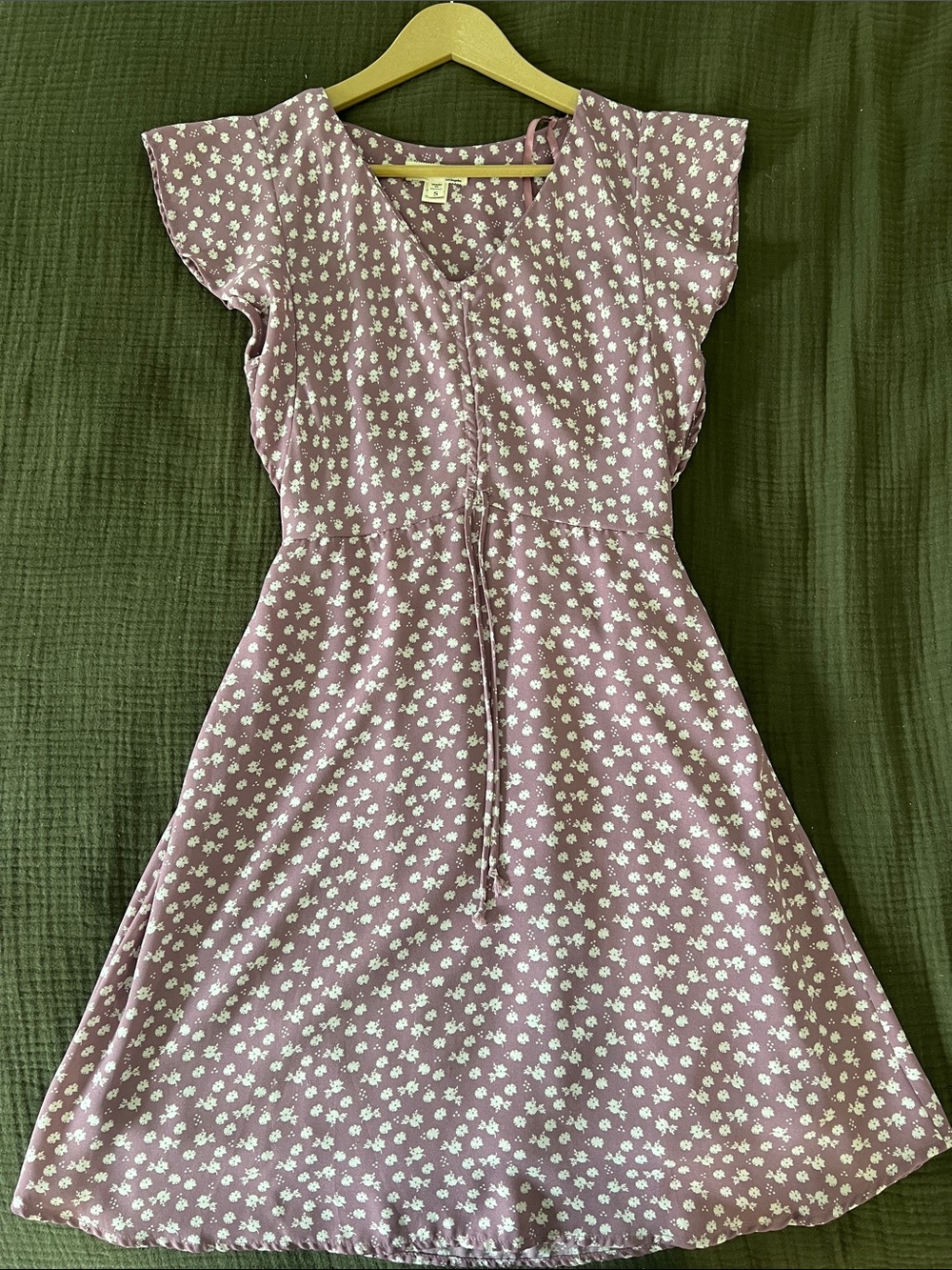 Monteau Mauve Floral Tie-Front Mini Dress